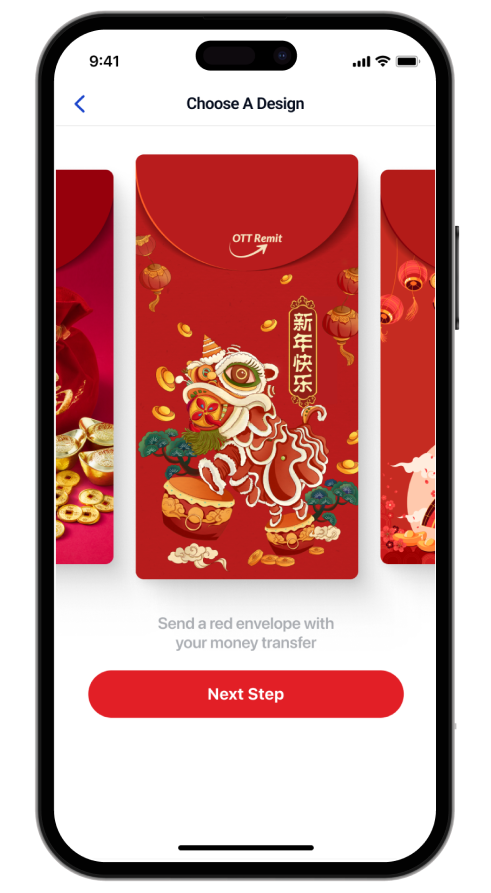 Phone screen showing different digital red envelope designs