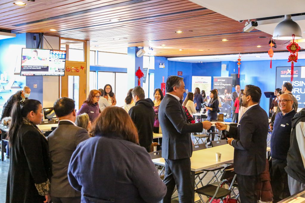 Small business owners, government officials and industry experts attend the small business forum held at the OTT Financial headquarters in Toronto