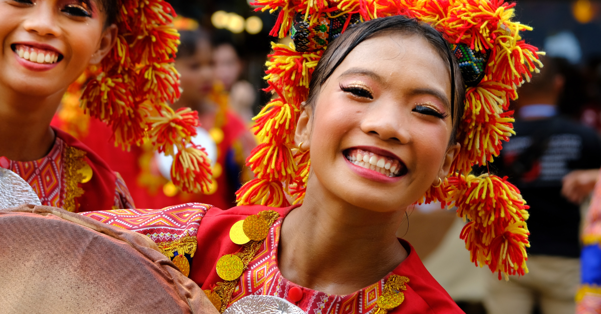 close up of Smiling Filipino woman in traditional clothing